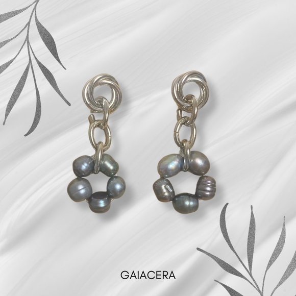 Genuine Freshwater Pearl Chain Earrings - Picture 1 of 3